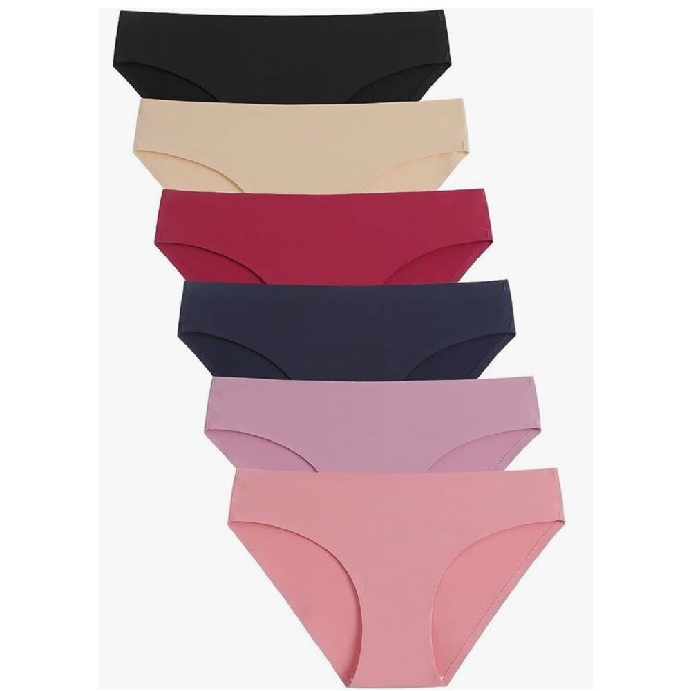 6 Pack Women’s Seamless Hipster No Show Underwear Soft Stretch Bikini Briefs